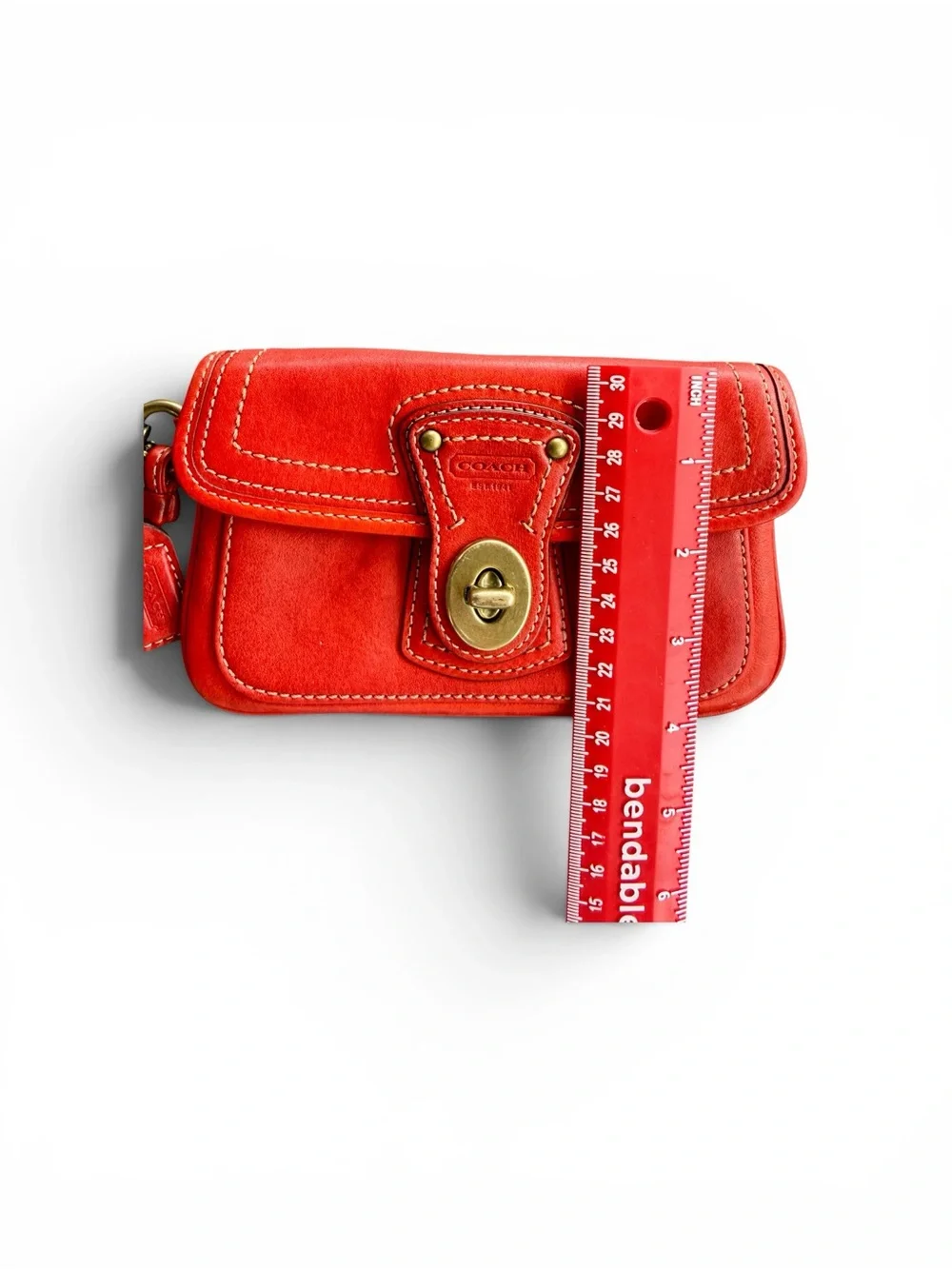 Coach Legacy Red Leather Turnlock Wristlet - Picture 5 of 8